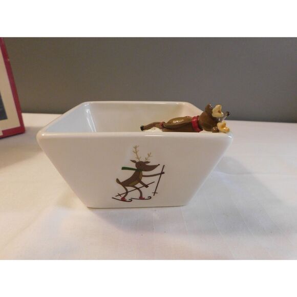 St. Nicholas Square "Reindeer Games" Dip Mix Bowl & Spreader New In Box. - Picture 5 of 10